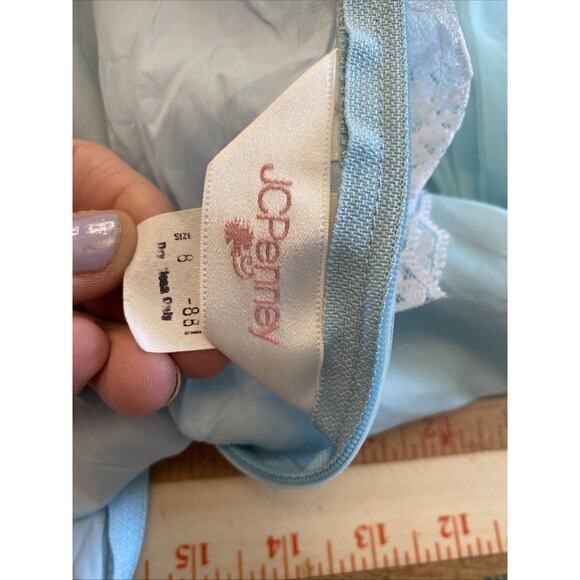 Vintage Girls 8 JC Penny Blue Lace Maxi Dress Long Gown USA Retro - Picture 9 of 15